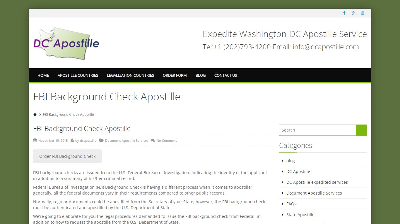 FBI Background Check Apostille | Washington DC Apostille | Apostille DC