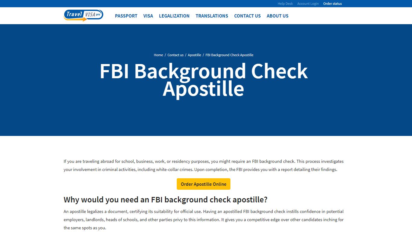 FBI Background Check Apostille, Washington, DC - Travel Visa Pro